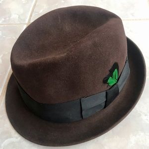 VINTAGE RESISTOL SELF CONFORMING 7 BROWN FEDORA HAT ORIGINAL BOX Feather